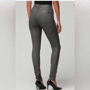 White House Black Market Gray and Black High-Rise Coated Skinny Jeans